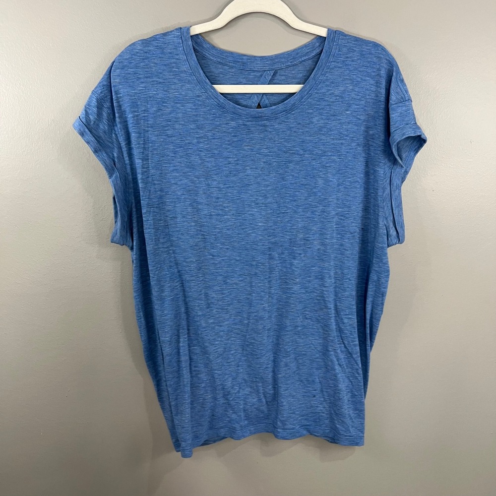 Lululemon Short Sleeve Top Womens XL Blue Great Open Back Knot Detail
